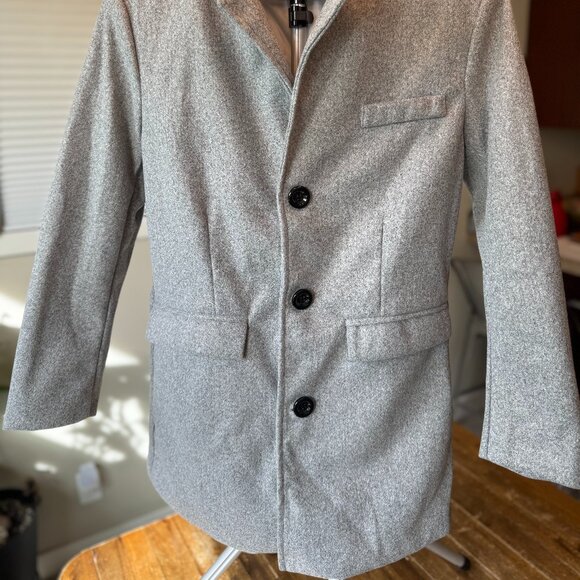Grey Button Down Pea Coat - Picture 1 of 5